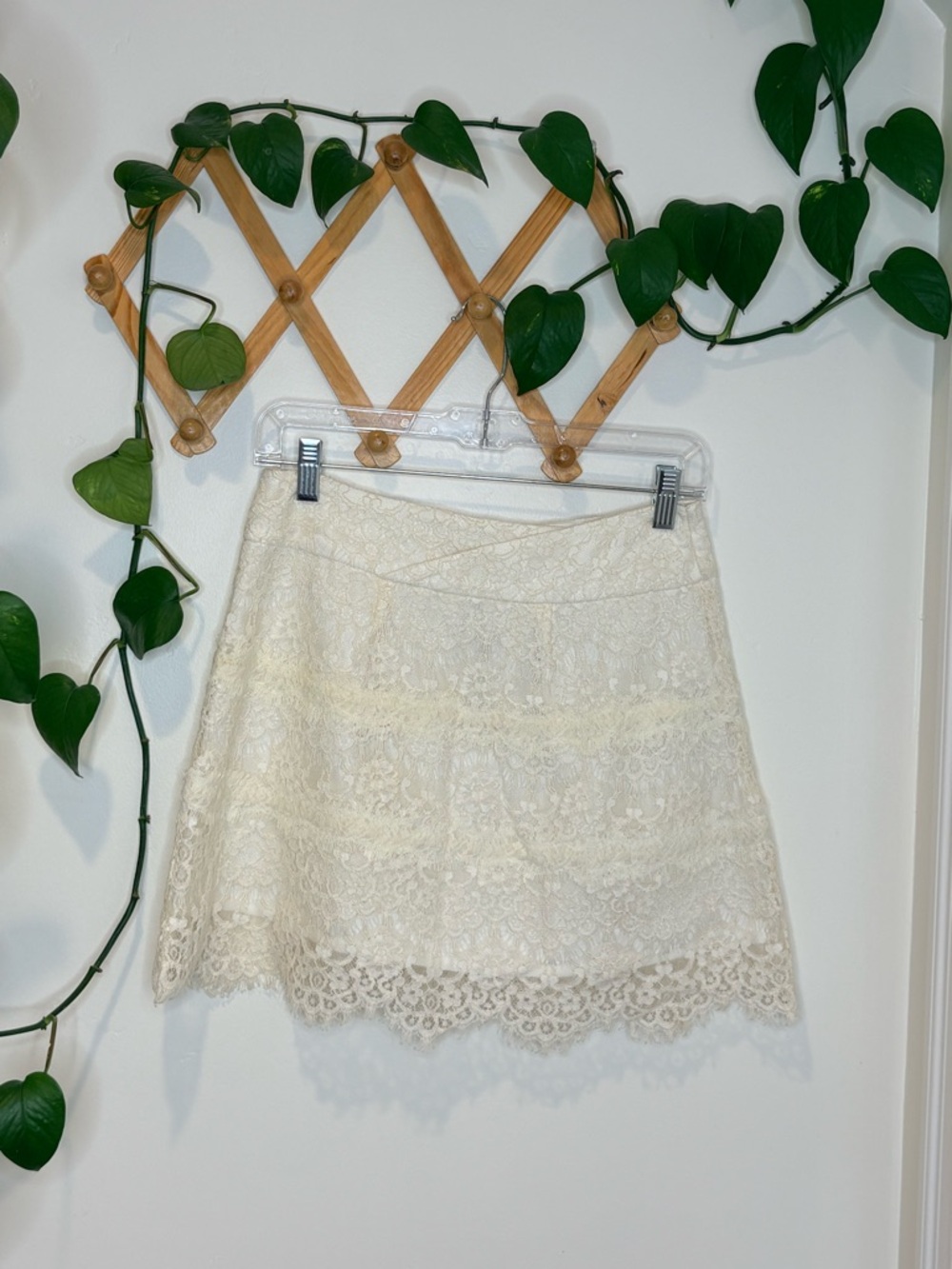 THE KOOPLES Cream Cotton Blend Lace Skirt